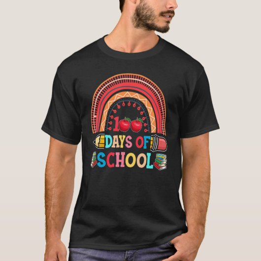 Happy 100 Days Of School Smarter Brighter Rainbow  Tシャツ (正面)