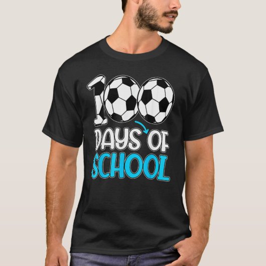 Happy 100 Days Of School Soccer Teacher Kids Boys Tシャツ (正面)