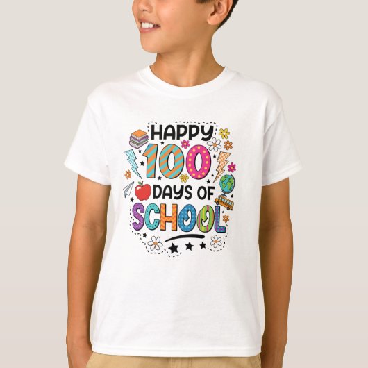 Happy 100 Days of School T-Shirt Tシャツ (正面)