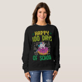 Happy 100 Days Of School Unicorn Donut Math Teache スウェットシャツ (正面フル)