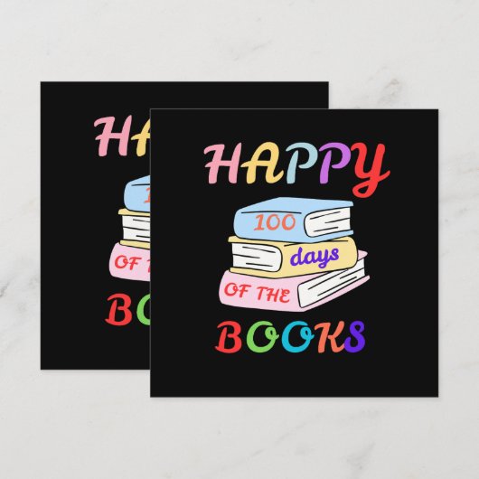 HAPPY 100 DAYS OF THE BOOKS FIRST DAY OF SCHOOL 招待状 (正面/裏面)