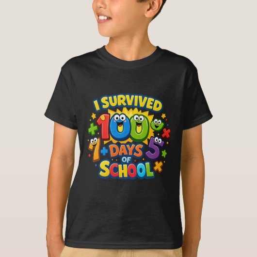 Happy 100 Days School Math Equation kids t-shirt Tシャツ (正面)