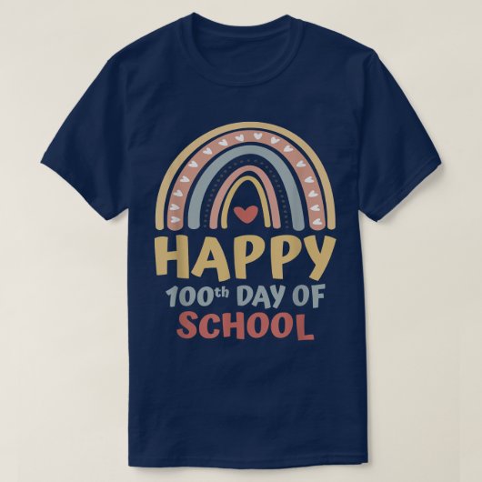 Happy 100th Day 100 Days of School Boho Rainbow St Tシャツ (デザイン正面)