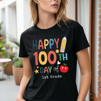 Happy 100th Day of 1st grade Teacher black Tシャツ