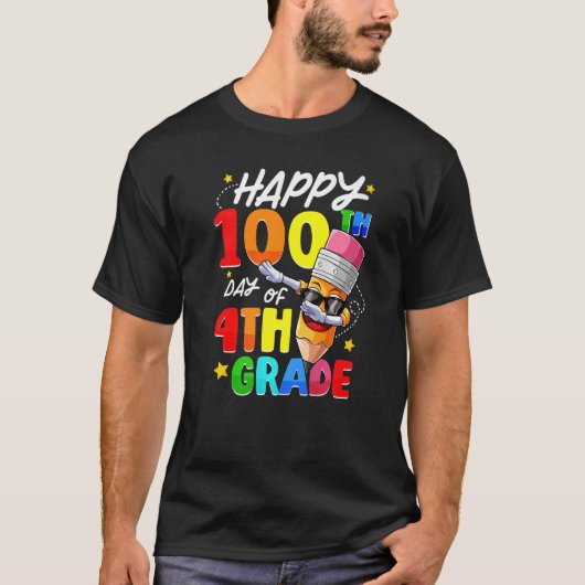 Happy 100th Day of 4th Grade 100 Days Smarter Dabb Tシャツ (正面)