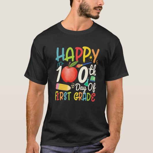 Happy 100th day of First grade Apparel 1st teacher Tシャツ (正面)