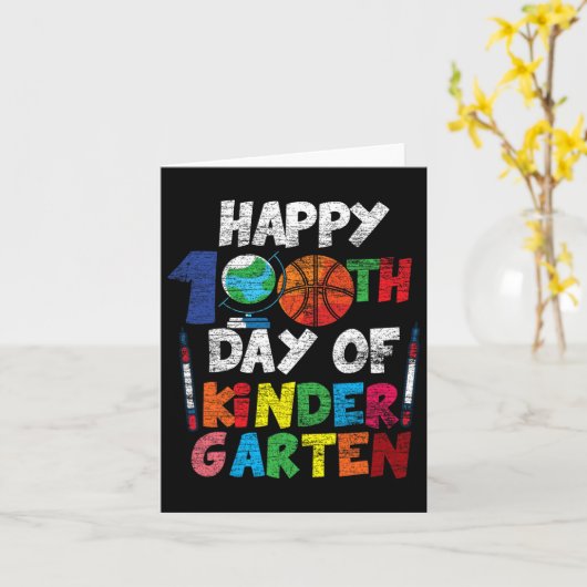 Happy 100th Day Of Kinder Gartenかわいい100日 カード (黄色い花)