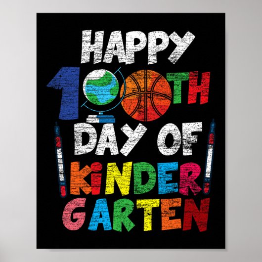 Happy 100th Day Of Kinder Gartenかわいい100日 ポスター (正面)