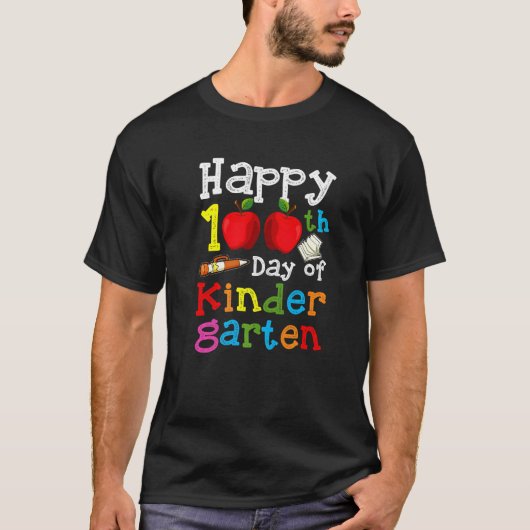 Happy 100th Day of Kindergarten  100 Days of Schoo Tシャツ (正面)