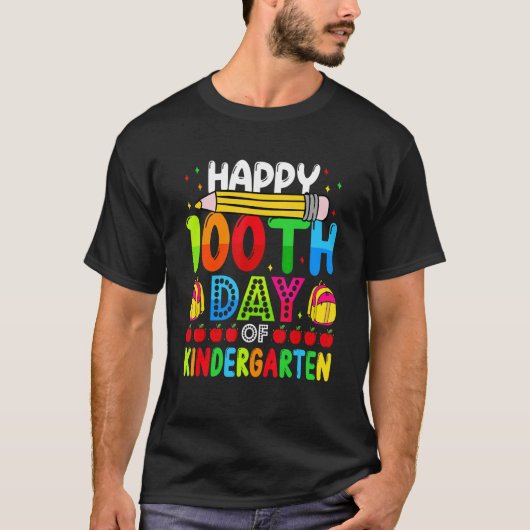 Happy 100th Day Of Kindergarten 100 Days Of School Tシャツ (正面)