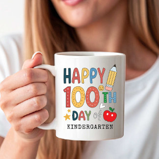 Happy 100th Day of Kindergarten | Back to School コーヒーマグカップ