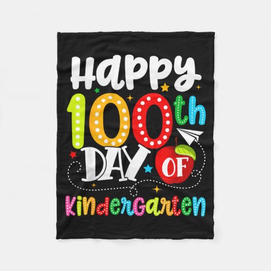 Happy 100th Day Of Kindergarten Funny Teachers Stu フリースブランケット (正面)