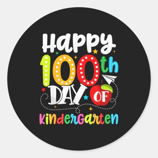 Happy 100th Day Of Kindergarten Funny Teachers Stu ラウンドシール (正面)