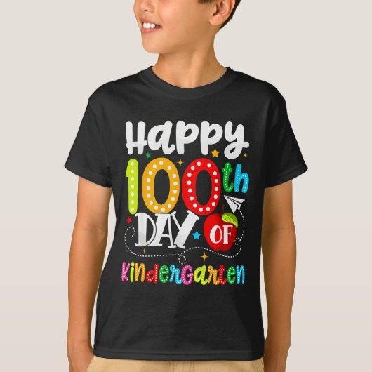 Happy 100th Day Of Kindergarten Funny Teachers Stu Tシャツ (正面)