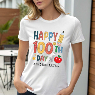 Happy 100th Day of Kindergarten School Teacher Tシャツ