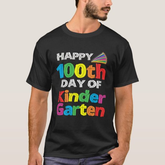Happy 100th Day of Kindergarten Student retro shir Tシャツ (正面)