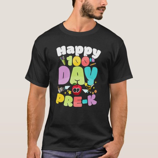 Happy 100th Day of Pre k for Teachers Kids Tシャツ (正面)