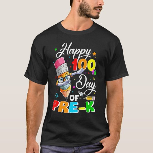 Happy 100th Day of Pre K Teacher or Student Pencil Tシャツ (正面)
