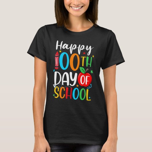 Happy 100th Day of School 100 Days Crayon_1 Tシャツ (正面)