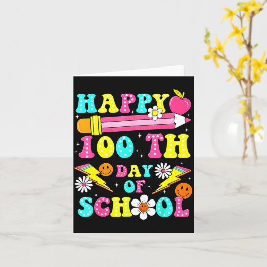 Happy 100th Day Of School 100 Days Of School Teach カード (黄色い花)