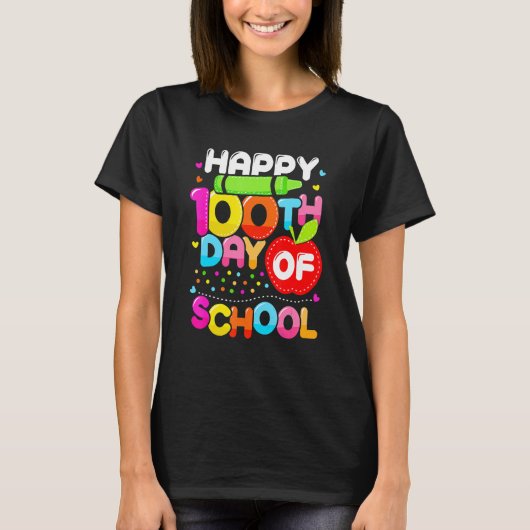 Happy 100th Day Of School 100 Days Smarter Cute Te Tシャツ (正面)
