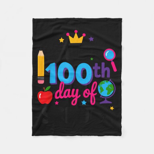 Happy 100th Day Of School 100 Days Smarter Teacher フリースブランケット (正面)