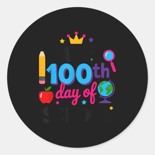 Happy 100th Day Of School 100 Days Smarter Teacher ラウンドシール (正面)
