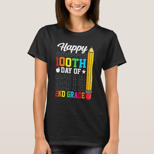 Happy 100th Day of School 2nd Grade Teachers Girl  Tシャツ (正面)