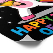 Happy 100th Day Of School Cute Rainbow Unicorn Wom ポスター (角)