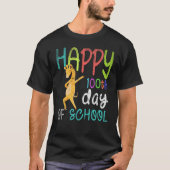 Happy 100th Day Of School Dabbing Giraffe 100 Days Tシャツ (正面)