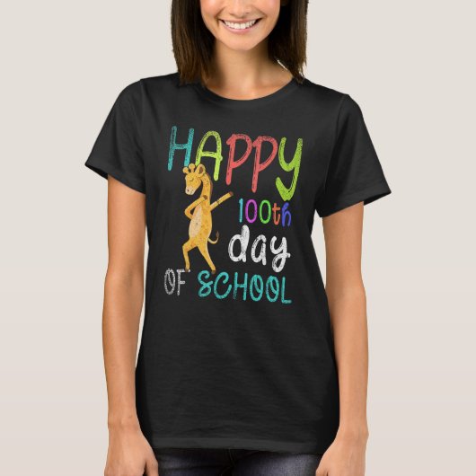 Happy 100th Day Of School Dabbing Giraffe 100 Days Tシャツ (正面)