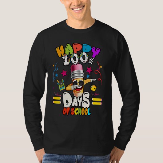 Happy 100th Day of School dabbing Pencil Tシャツ (正面)