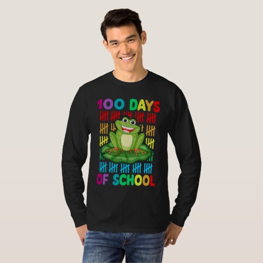 Happy 100th Day Of School Frog  Teacher Student Ki Tシャツ (正面フル)
