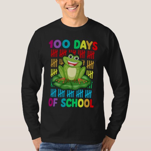 Happy 100th Day Of School Frog  Teacher Student Ki Tシャツ (正面)
