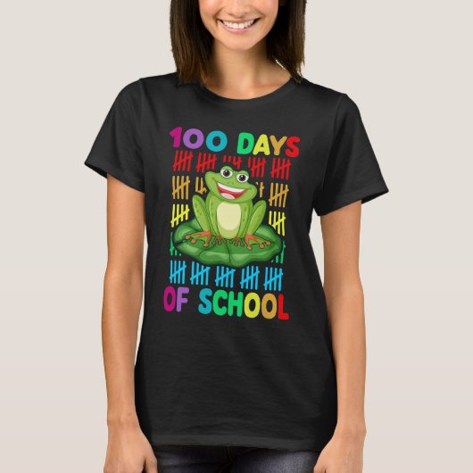 Happy 100th Day Of School Frog  Teacher Student Ki Tシャツ (正面)