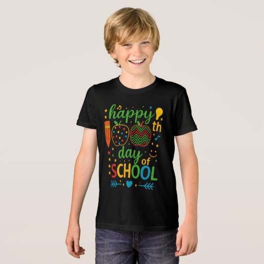 Happy 100th Day of School – Fun & Colorful  トライブレンドＴシャツ (正面全面)