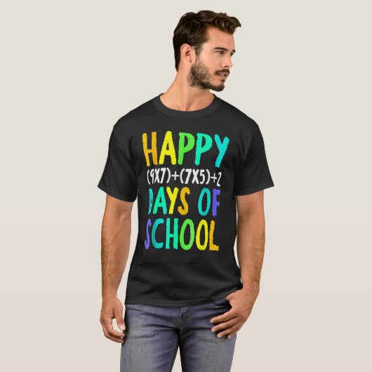 Happy 100th Day Of School Funny Math Formula Teach Tシャツ (正面フル)
