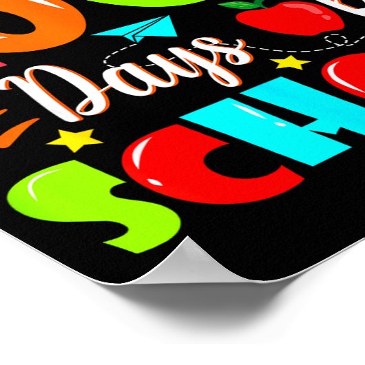 Happy 100th Day Of School Funny Teachers Sudents K ポスター (角)