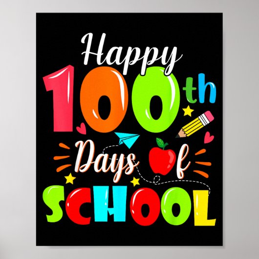 Happy 100th Day Of School Funny Teachers Sudents K ポスター (正面)