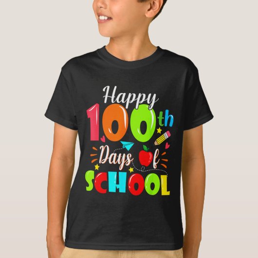 Happy 100th Day Of School Funny Teachers Sudents K Tシャツ (正面)