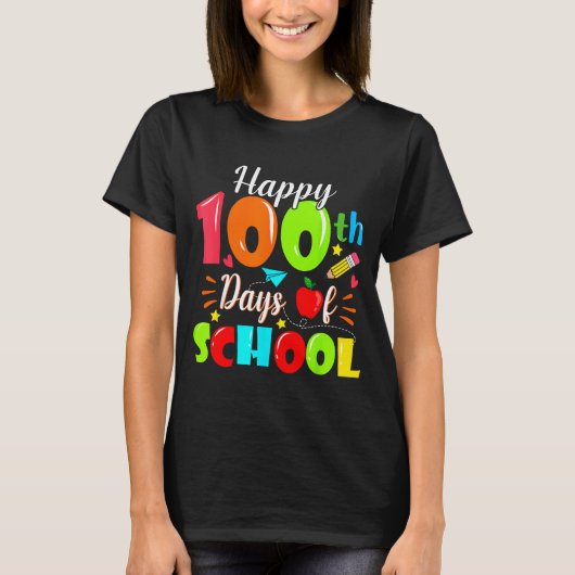 Happy 100th Day Of School Funny Teachers Sudents K Tシャツ (正面)