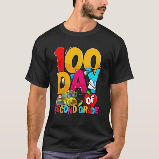 Happy 100th Day Of School Groovy 100 Days Of Secon Tシャツ (正面)