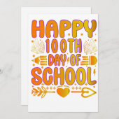 Happy 100th Day of School Invention Cart  100 Day 招待状 (正面/裏面)