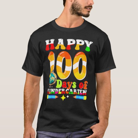 Happy 100th Day Of School Kindergarten Funny Teach Tシャツ (正面)