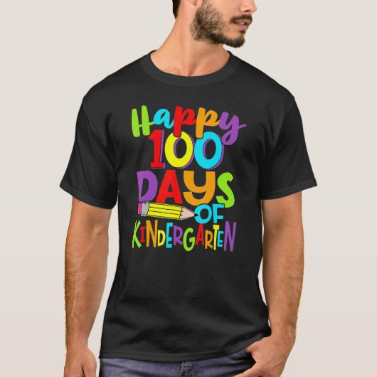 Happy 100th Day Of School Kindergarten Teacher 100 Tシャツ (正面)