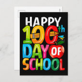 Happy 100th Day Of School Playful Shirt シーズンポストカード (正面/裏面)