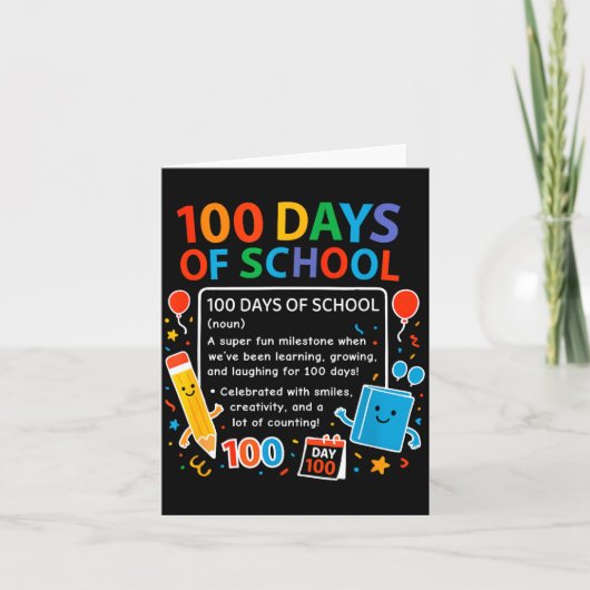 Happy 100th Day Of School Student Design, 100 Days カード (正面)