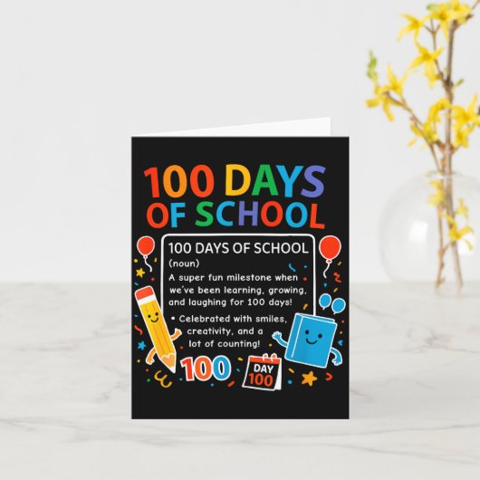 Happy 100th Day Of School Student Design, 100 Days カード (黄色い花)