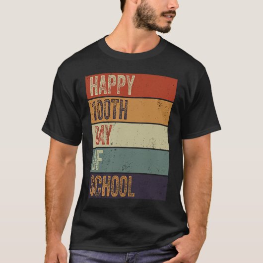 Happy 100th Day Of School Teacher 100 Days Retro V Tシャツ (正面)