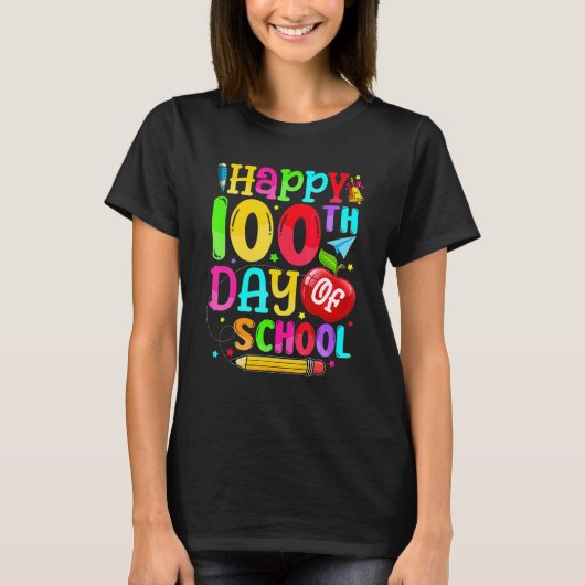 Happy 100th Day Of School Teacher Boy Girl 100 Day Tシャツ (正面)